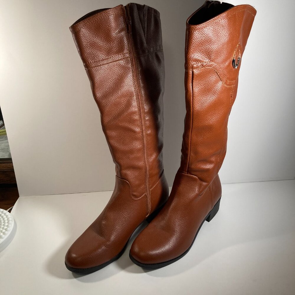 Nautica Brown Faux Leather Galloway Knee-High Boots/Size 9/ Full Zip